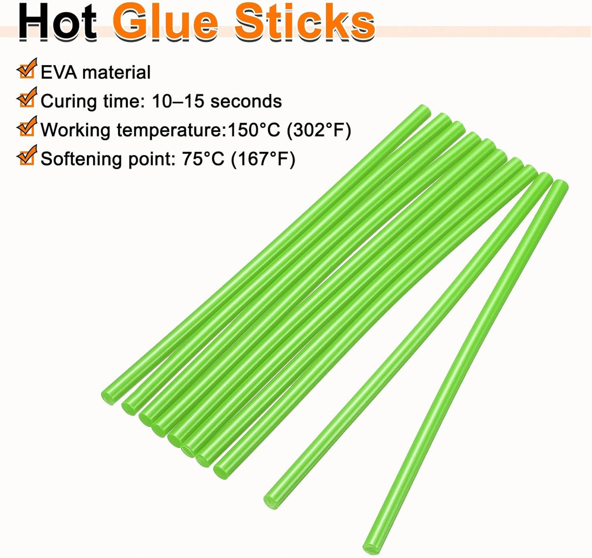 HARFINGTON 10pcs Hot Glue Sticks 0.28" Dia x 9.84" Long EVA Mini Hot Melt Adhesive Glue Stick for