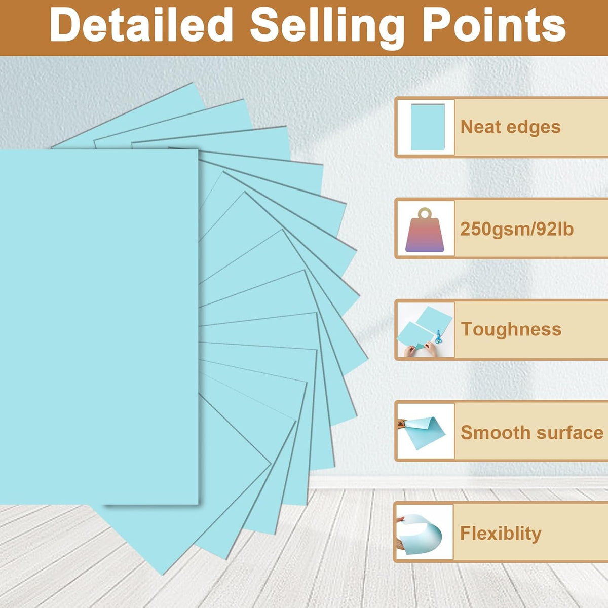 28 Sheets Light Blue Cardstock 8.5 x 11 Scrapbook Paper, 92lb Heavyweight Paper Card Stock for