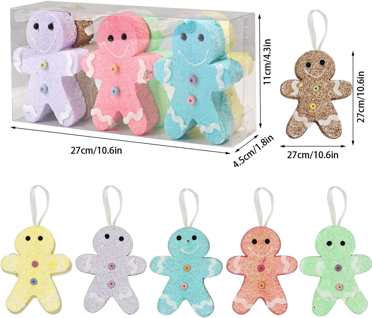 LANGXUN 6pcs Gingerbread Man Candy Land 2025 Xmas Party Suppiles Decoration, Hanging Candy Cane