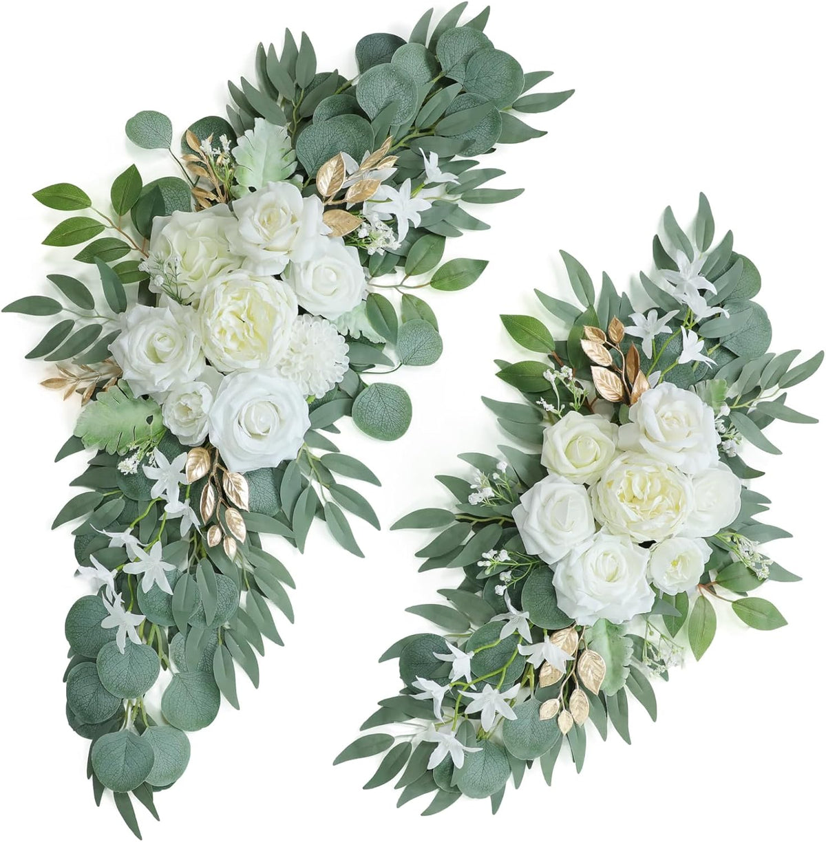 Artificial White Wedding Arch Flower Swags Set of 2 for Welcome Signs, Reception and Ceremony