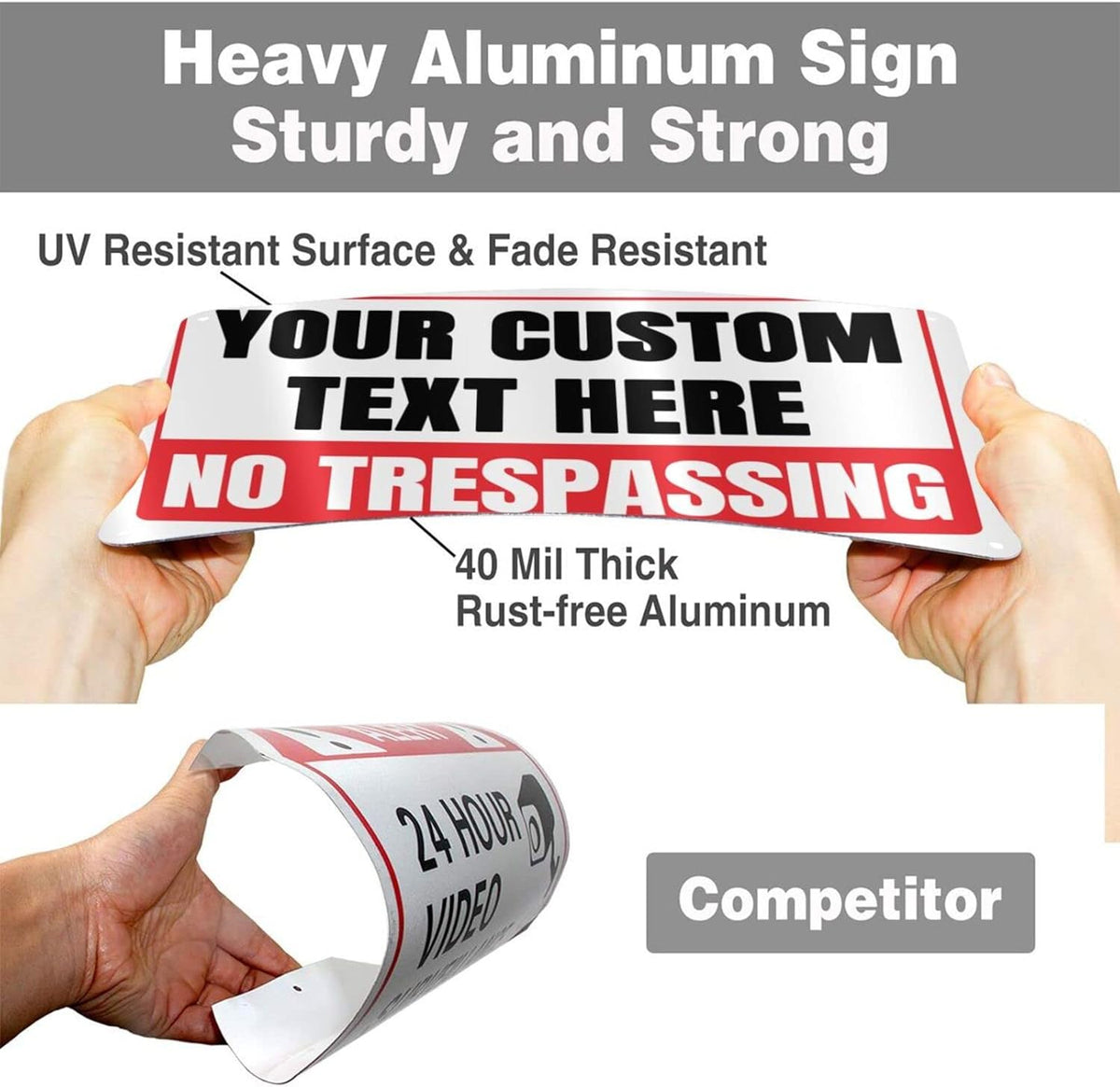 Custom Private Property No-Trespassing Signs - 12 x 8 Personalized Aluminum Metal Rust-Proof