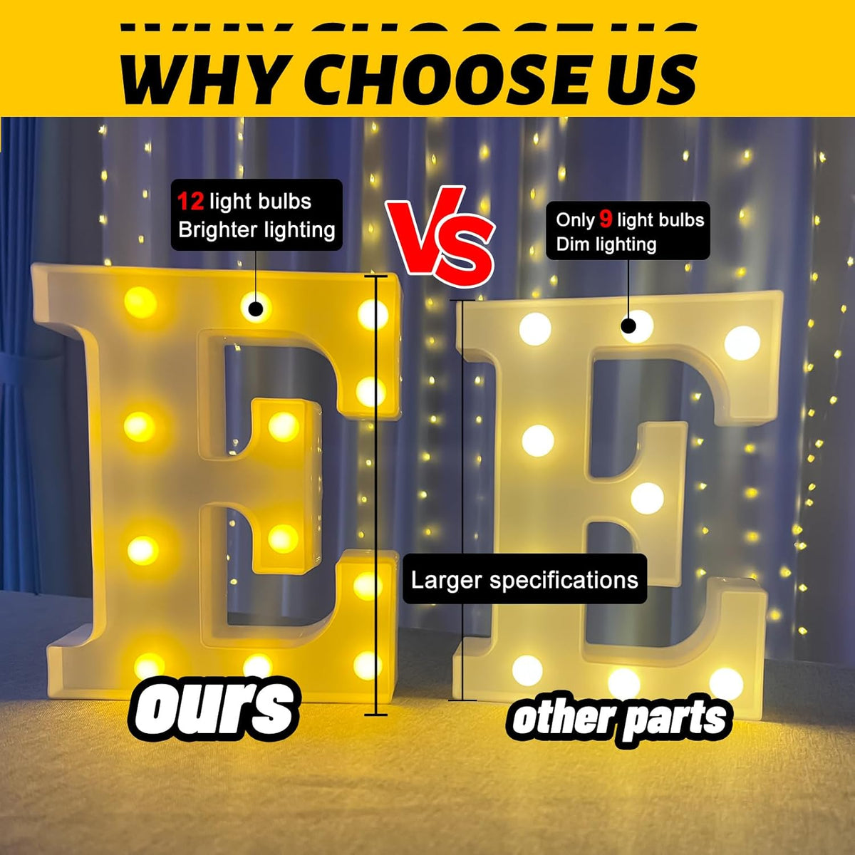 LED Marquee Letters Lights Sign-E, HXWEIYE Led Letters Lights 26 Alphabet, Light Up Number 0-9