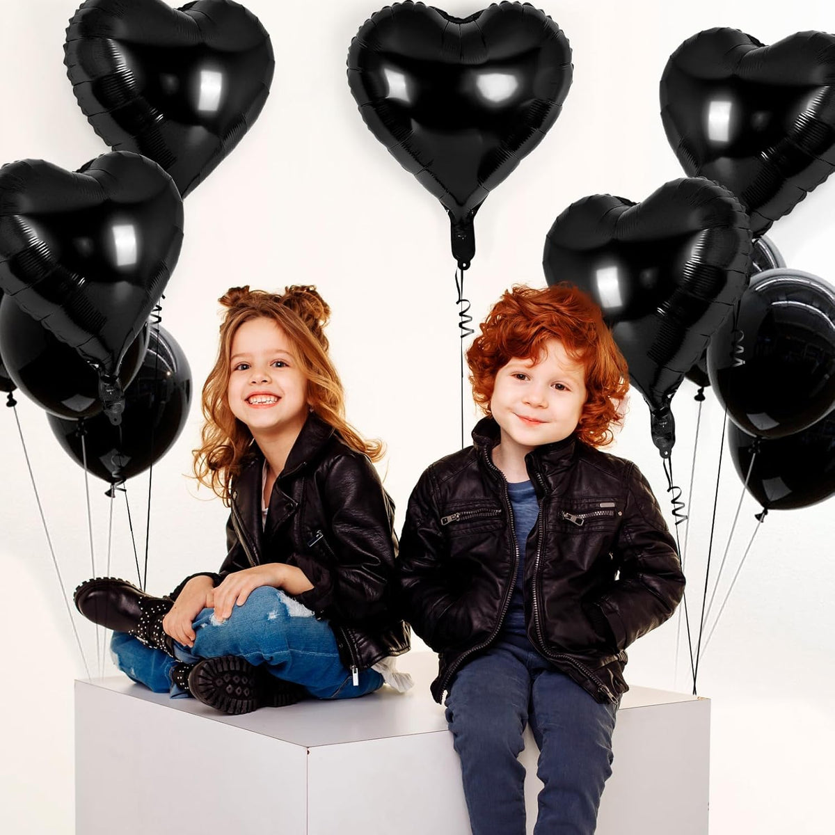 24 Pcs Black Heart Balloons,18 inch Heart Shape Foil Balloons Love Balloons Valentine Balloons for