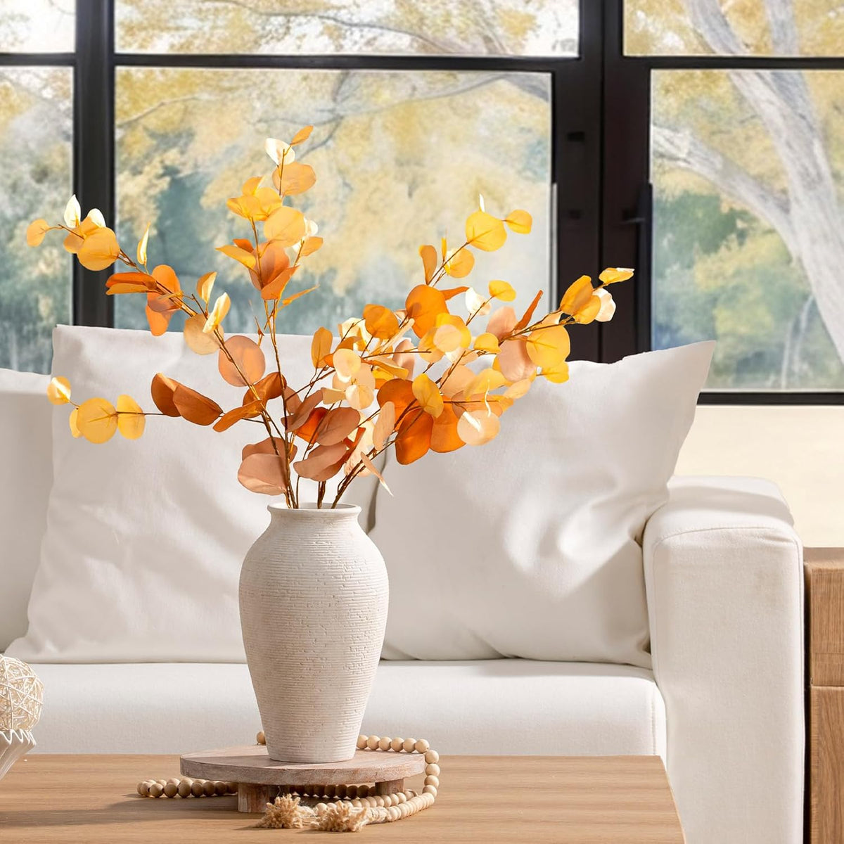 Ceramic Flower Vase Home Decor - Large Tall Farmhouse Table Vases Rustic Vintage Living Room