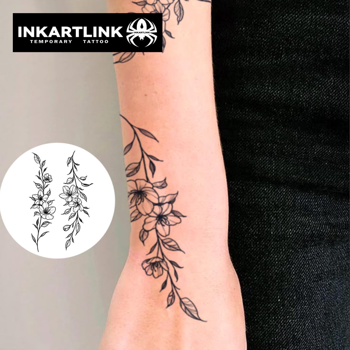 INKARTLINK Tattoo Tech, 2 Sheets Extra Large Semi Permanent Tattoo, Adult Art Design Temporary