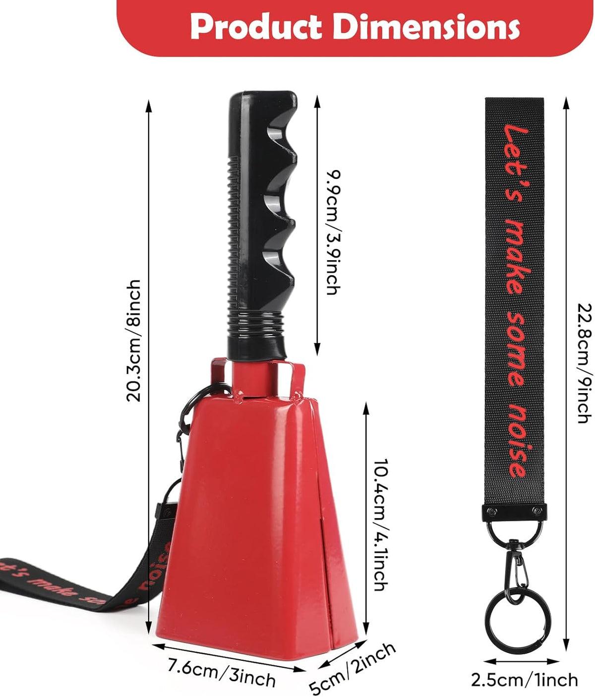 Cow Bells Noise Makers with Handle: Cowbells Hand Percussion for Sporting Events with Wrist Strap