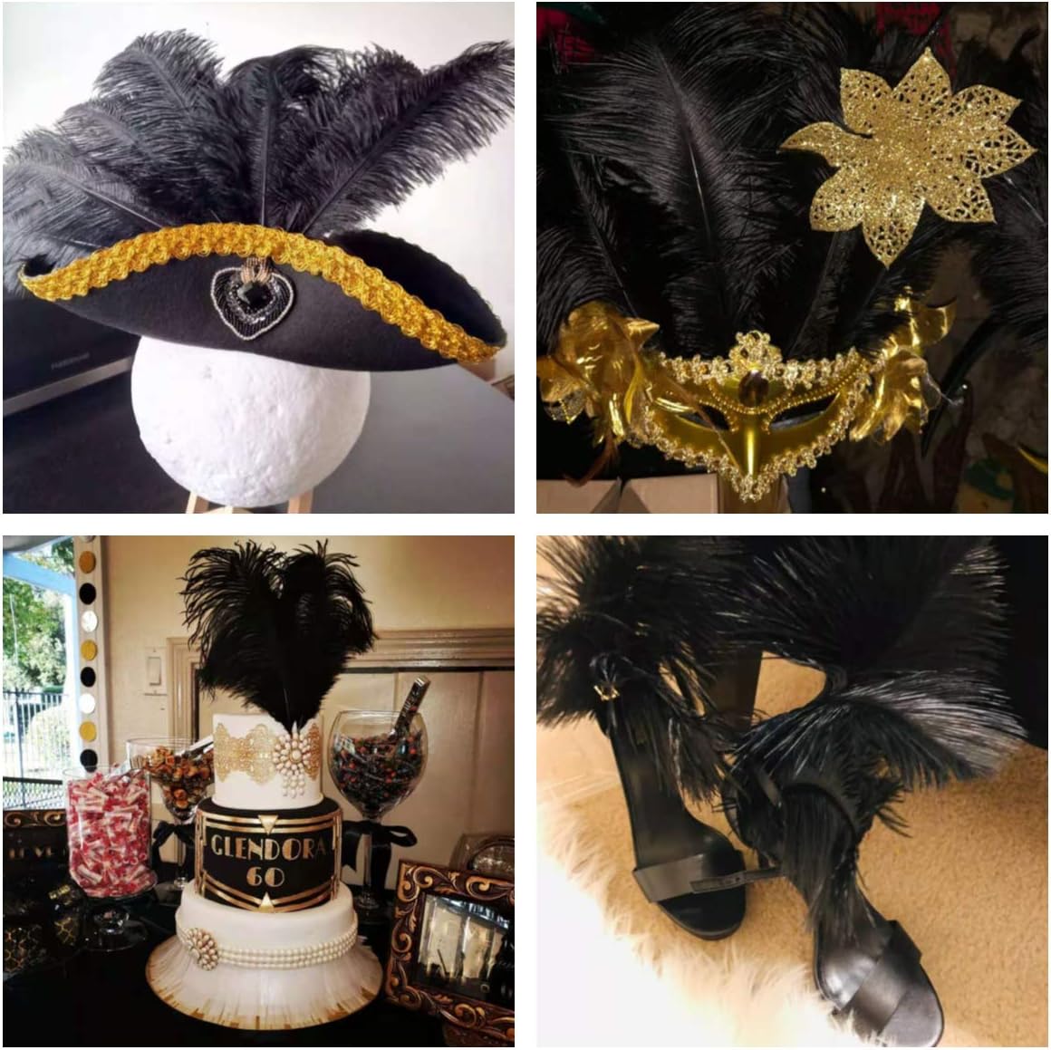 Ballinger Black Large Ostrich Feathers - 24Pcs 12-14inch Large Feathers for Vase,Gatsby and