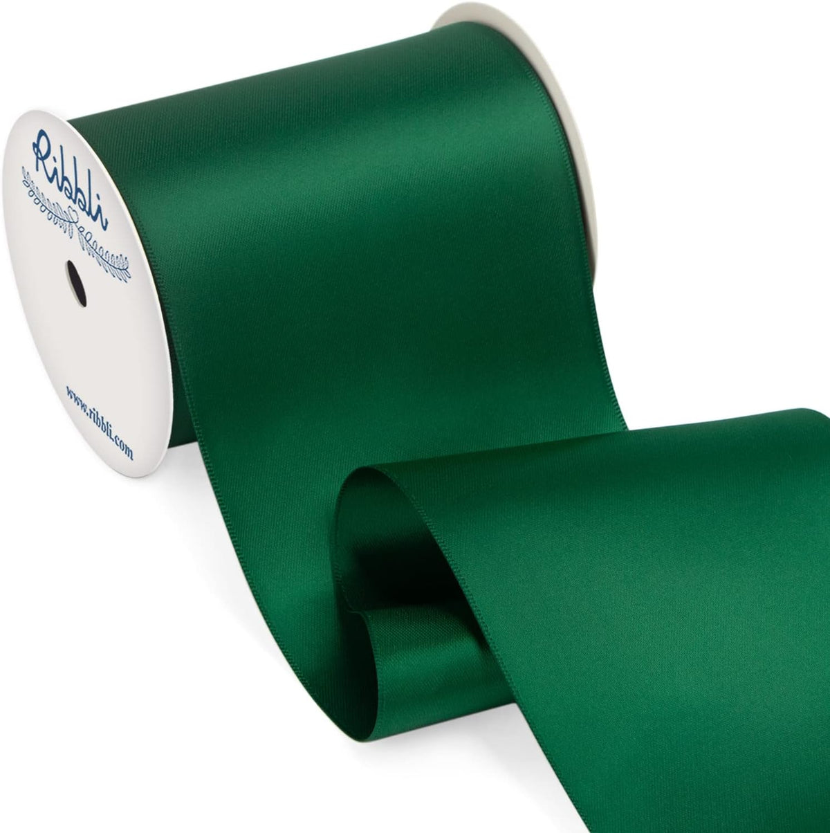Ribbli Forest Green Satin Ribbon 4 Inch Wide Dark Green Ribbon for Wedding Chair Sash Grand Opening