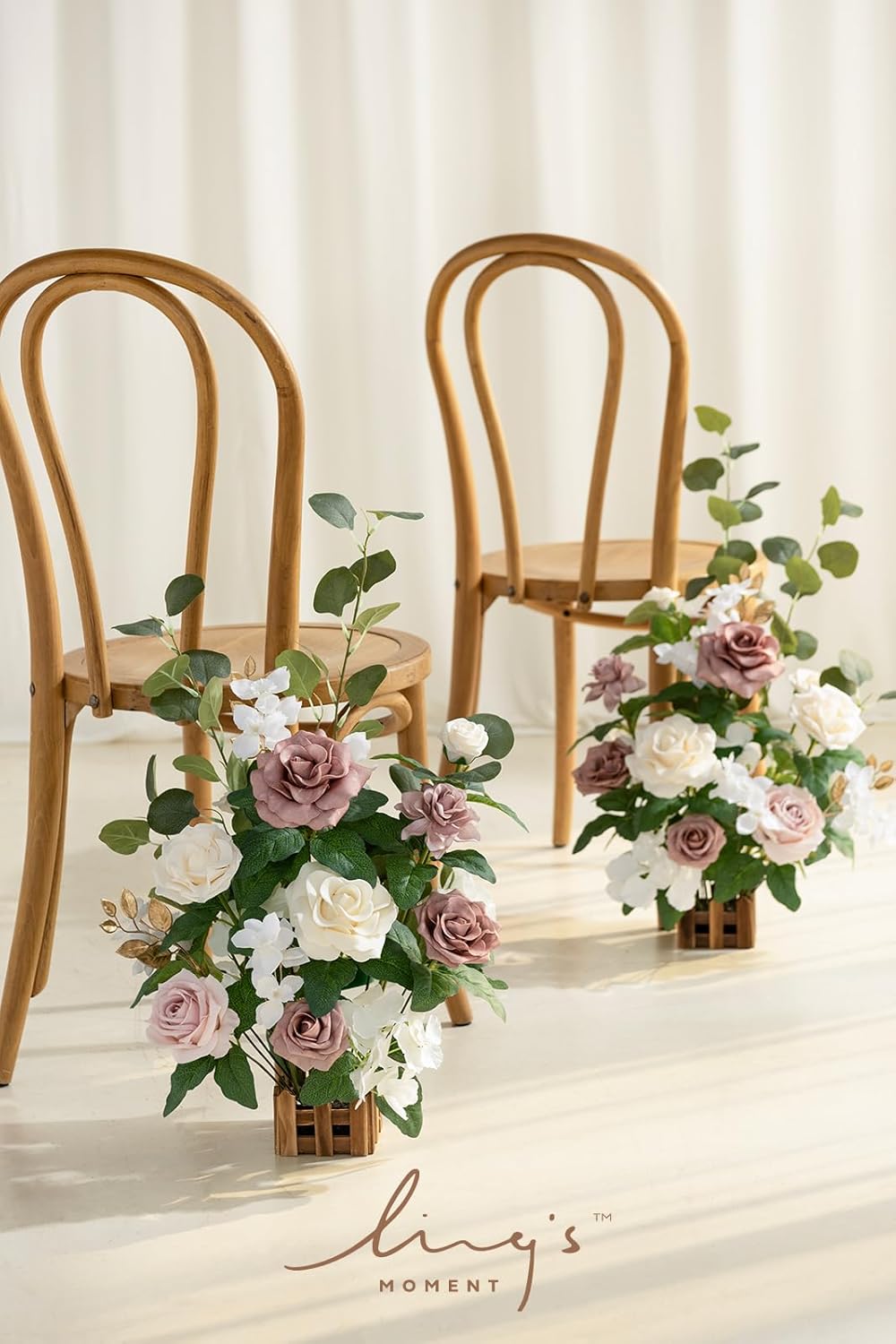 Ling's moment 17.5" Tall Standing Artificial Flowers Arrangements 4 pcs Wedding Aisle Runner Chair