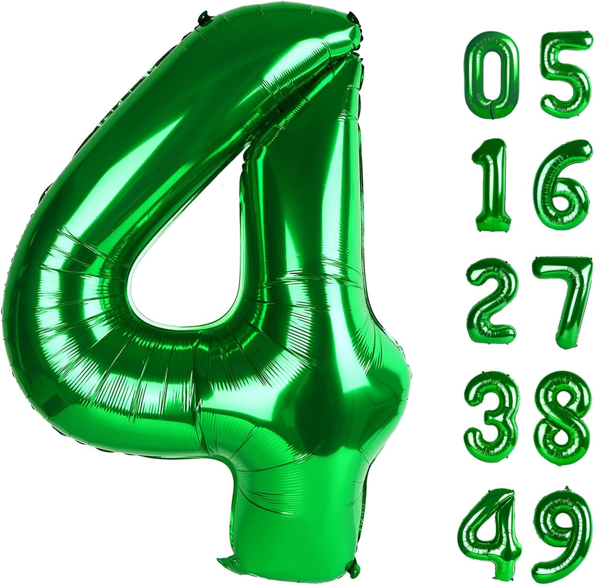 40 Inch Green Large Number 4 Birthday Balloon, Giant Number Four 14 24 34 40 44 Balloons, Foil