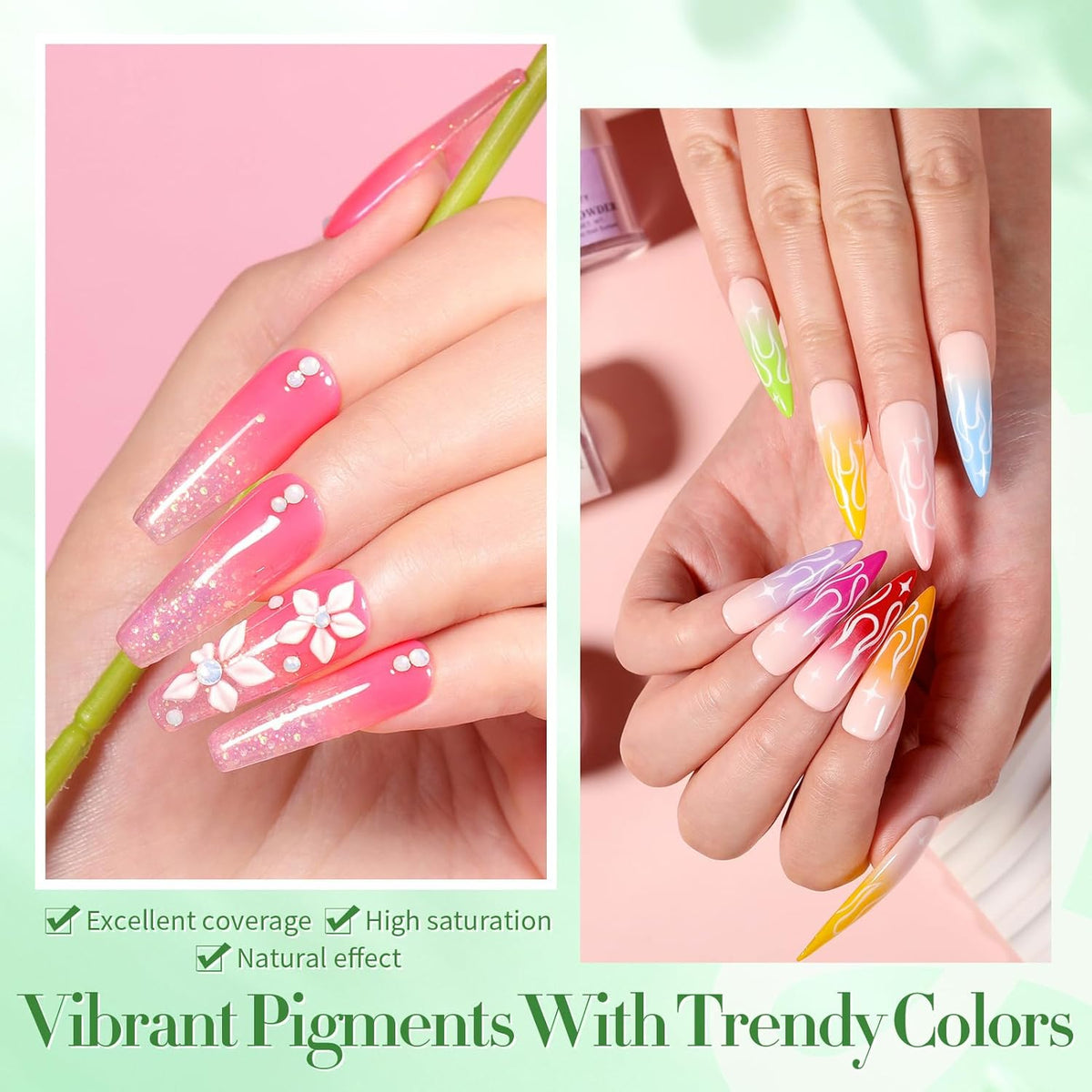 BORN PRETTY Acrylic Powder Set 36 Colors Spring Summer Acrylic Nail Powder Nude Pink Red Green Blue