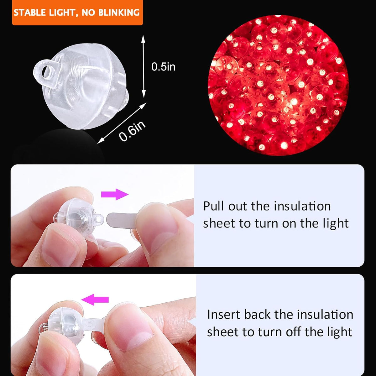 200PCs Balloon Lights, Long Standby Time Mini Ball Light, Mini Led Lights for Paper Lantern, Easter