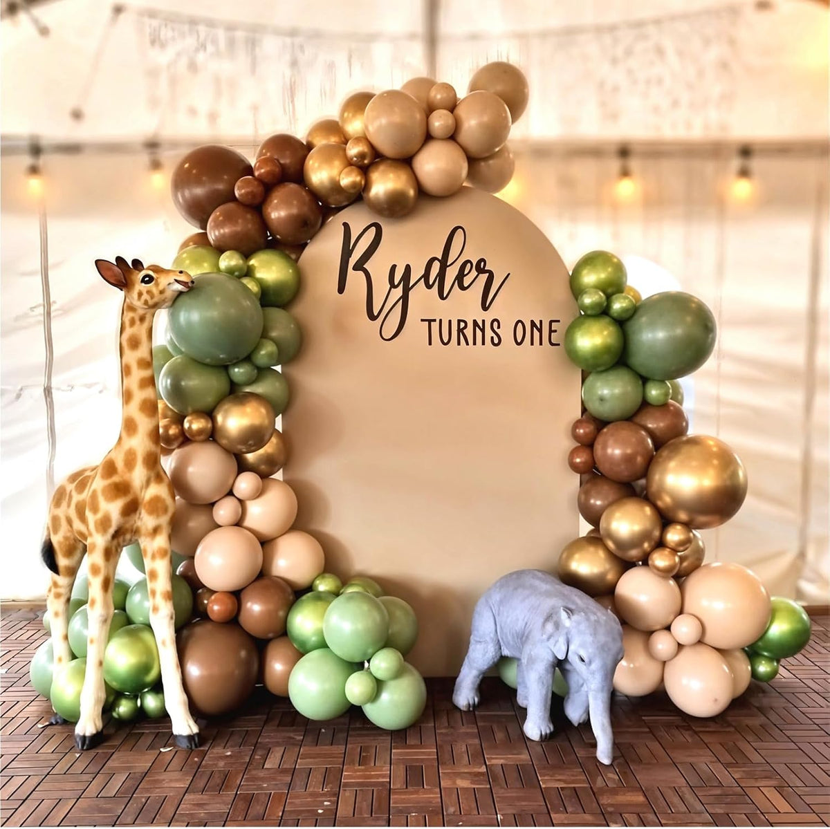 Sage Green Brown Safari Balloons, 60PCS Dusty Olive Green Coffee Beige Metallic Gold Eucalyptus