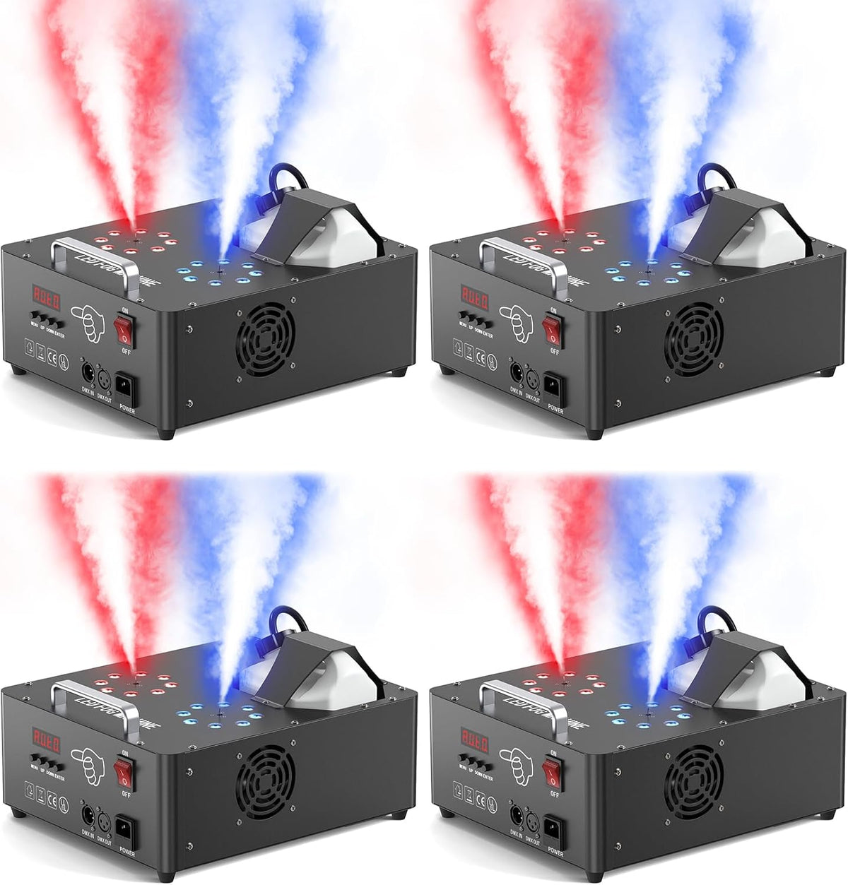 2000W Professional Fog Machine Dual Nozzle with 16 RGB LED, DMX Control Adjustable Smoke Direction