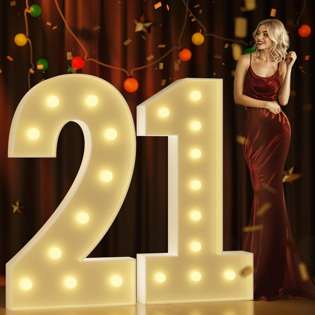 Marquee Numbers 4 Feet Tall Large Light Up Numbers 21st Birthday Decorations Girl Boy Big Yellow