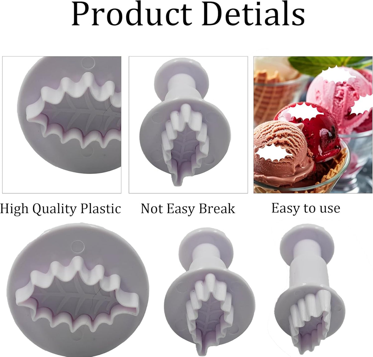 pson 3Pcs Plunger Cookie Cutter Set, Mini Plastic Biscuit Molds for Cake Decorating, Baking
