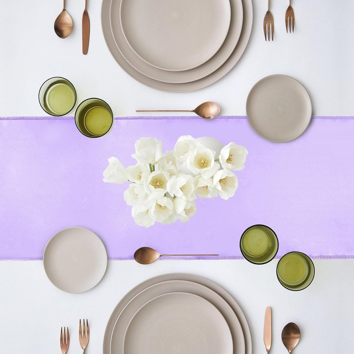 10 Pack Satin Table Runner 12 x 108 Inch Long Lavender Silk Table Runner for Wedding Party Banquet