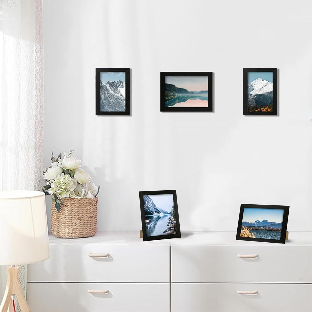 4x6 Picture Frame Set of 4, Black Wooden Frame with High Definition Glass, 4 x 6 Photo Frames for