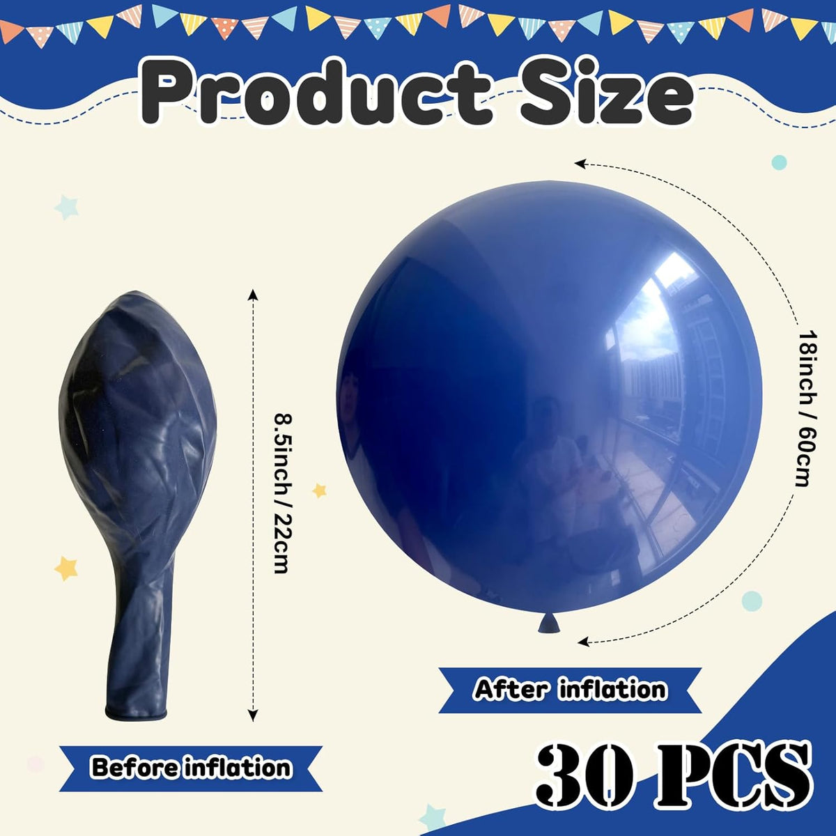 30 pcs Navy Blue Balloons 18 Inch - Large Thick Latex Balloon for Birthday Bridal Shower Wedding