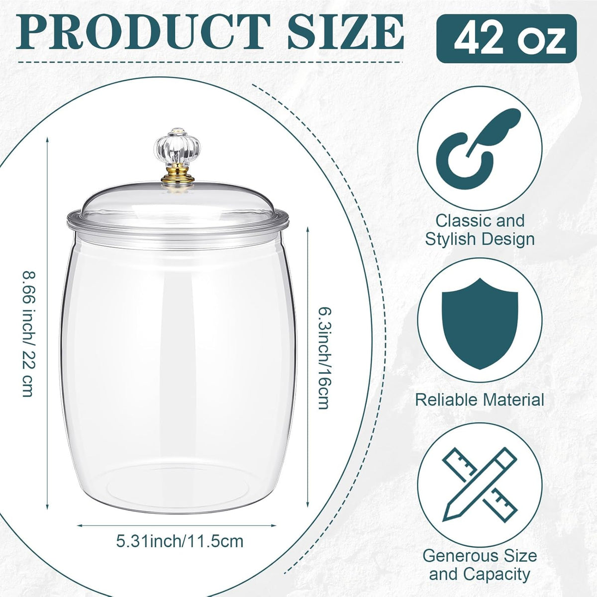 Nuogo 6 Pcs Plastic Candy and Cookie Jar with Lids Decorative Apothecary Jars Candy Buffet