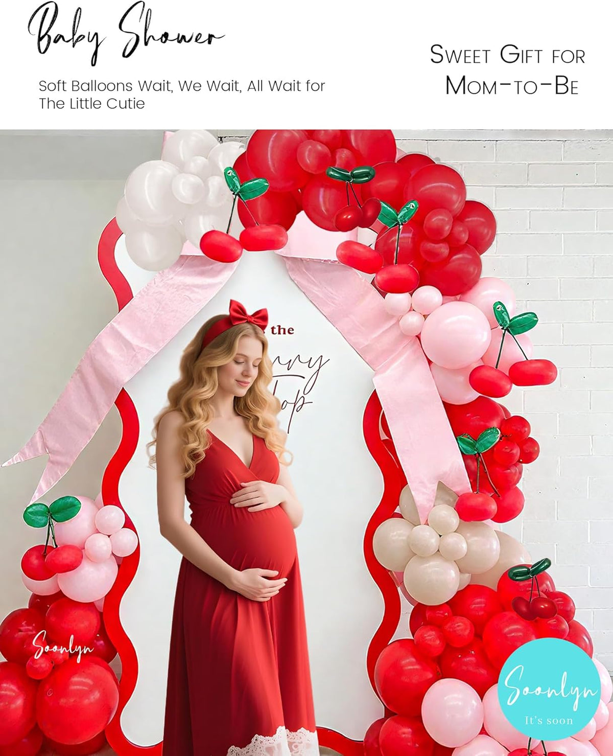 Soonlyn Cherry Balloons Arch kit 200Pcs 12In Cherry Birthday Decorations Red Pink White Balloons