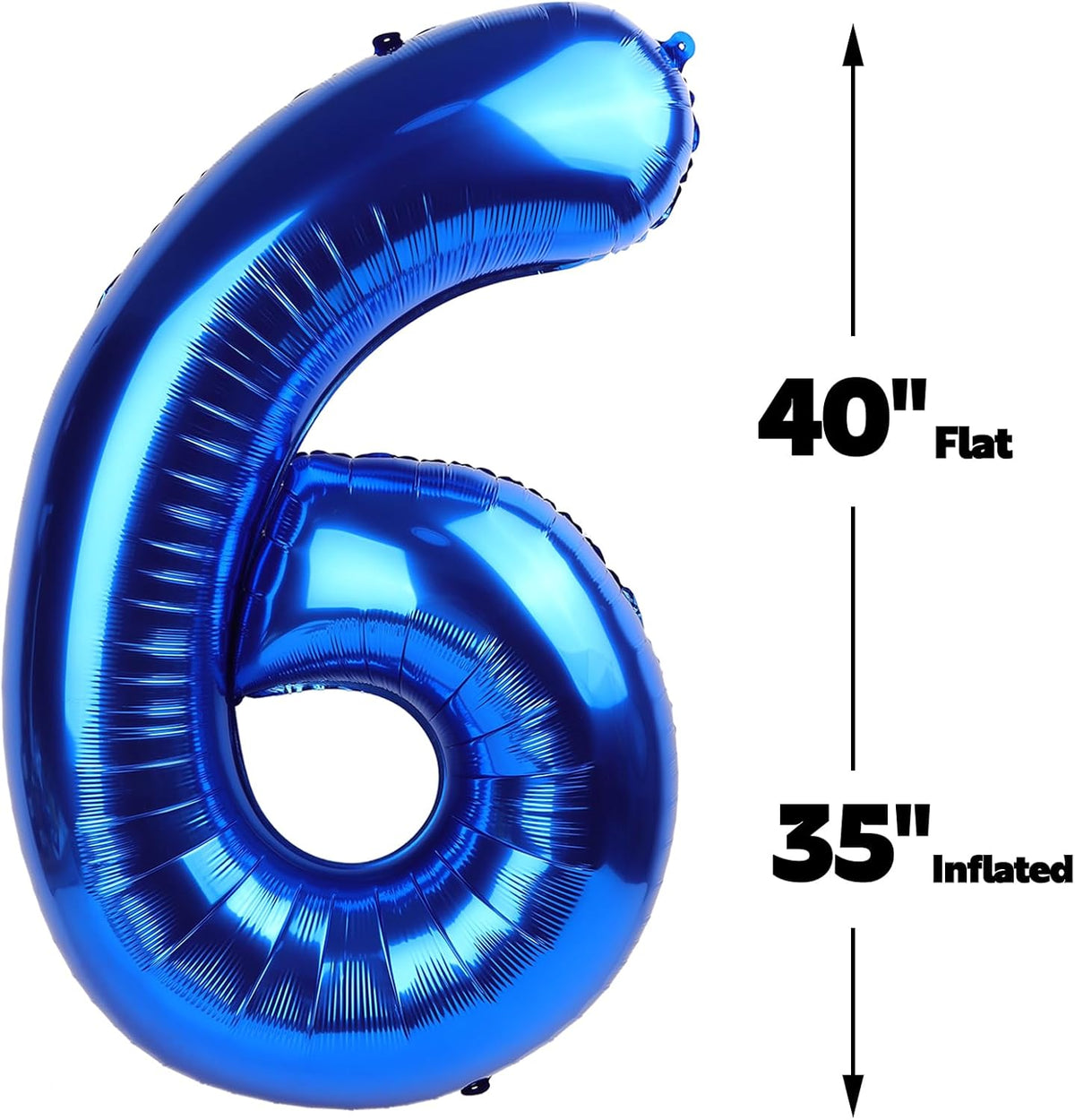40 Inch Navy Blue Mylar Foil Number 6 Birthday Balloon, Digital Balloons for 6 16 Boy Girl Party