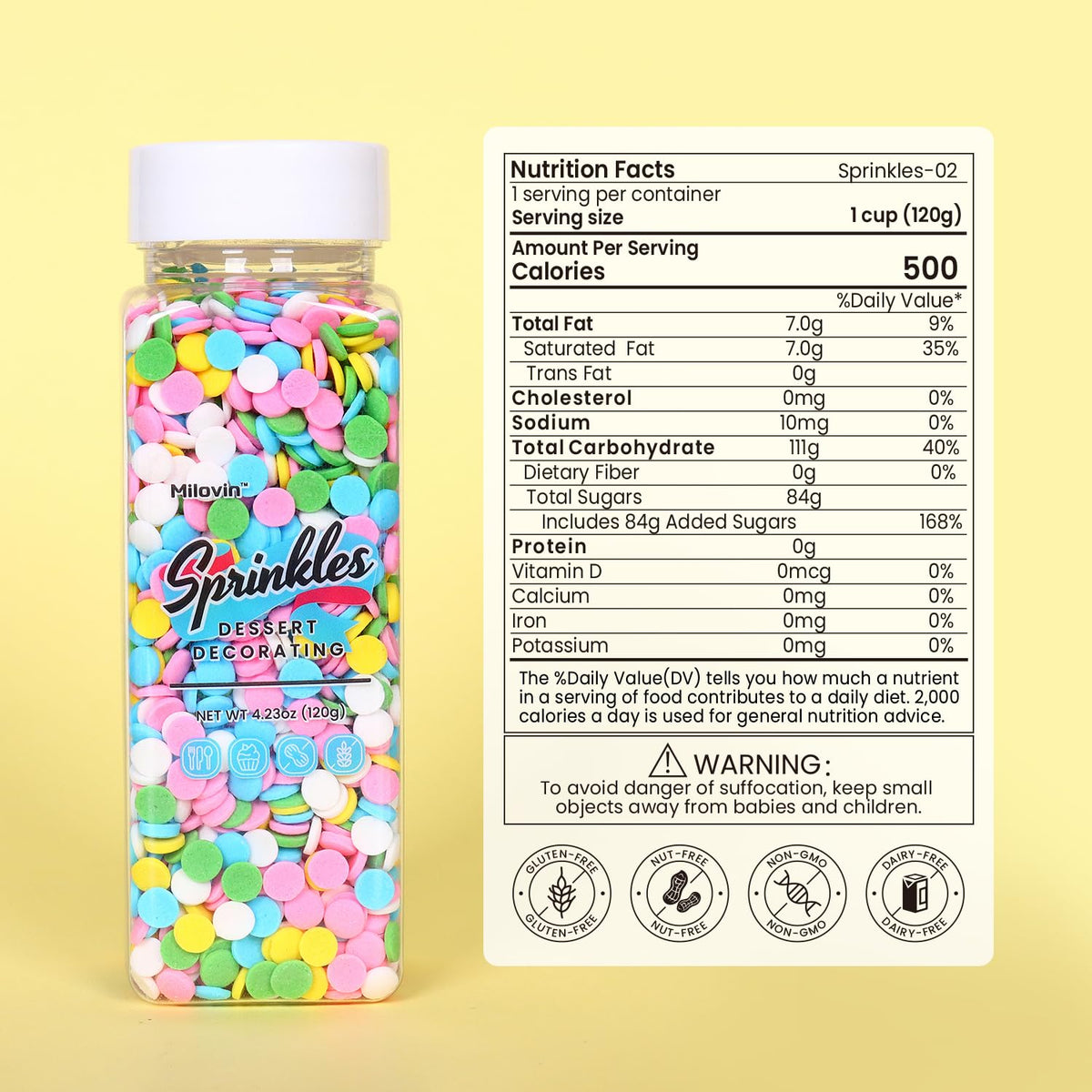 Edible Pastel Sprinkles for Cake Decorating, Confetti Sprinkles, Round Sprinkles for Cupcakes
