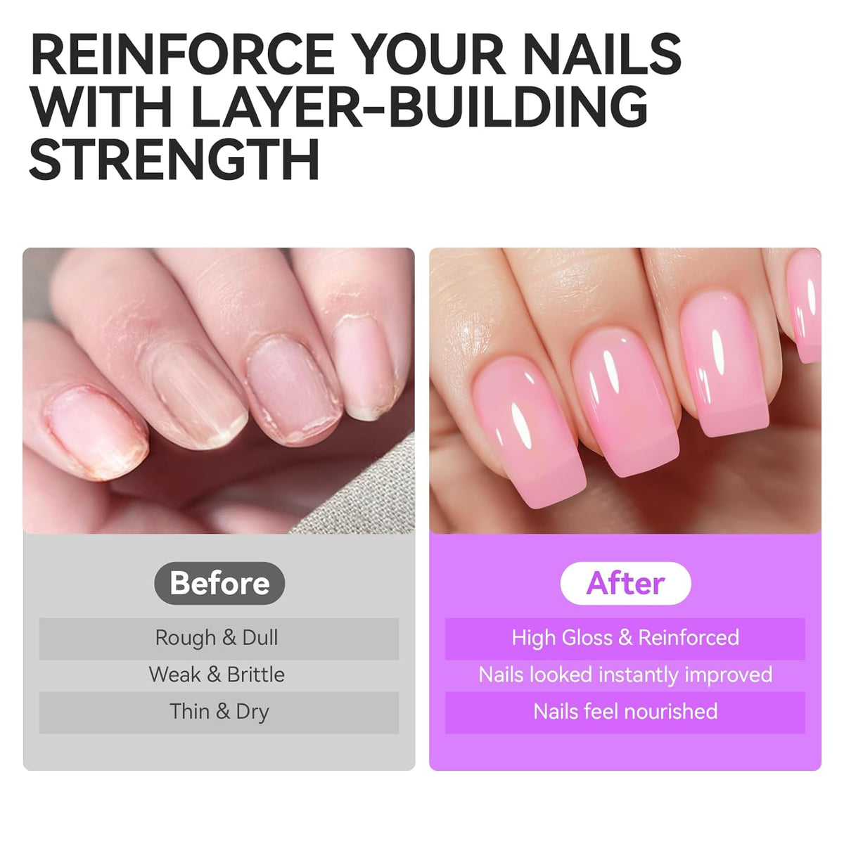 Nail Polish Strengthener and Growth Treatment: Pink 15ml Gelike EC Natural Nail Hardener Extra