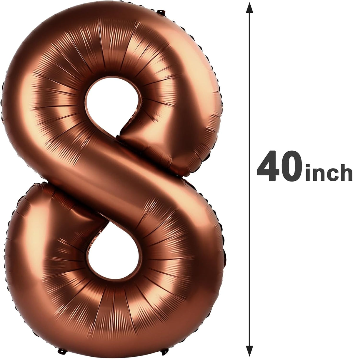 Dark Brown Foil Number 8 Balloon 40 Inch, Helium Mylar Eight Number 8 18 28 38 48 58 80 88 Birthday