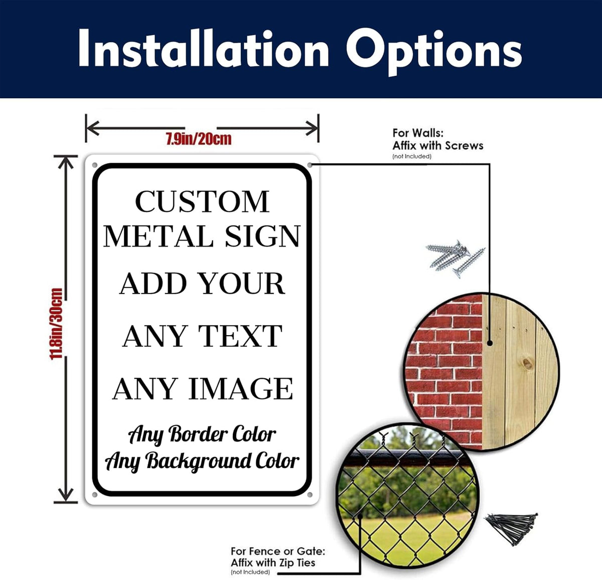 Custom Signs Outdoor Metal - 12 x 8 Personalized Aluminum Rust-Proof Entrance Garden Hazard
