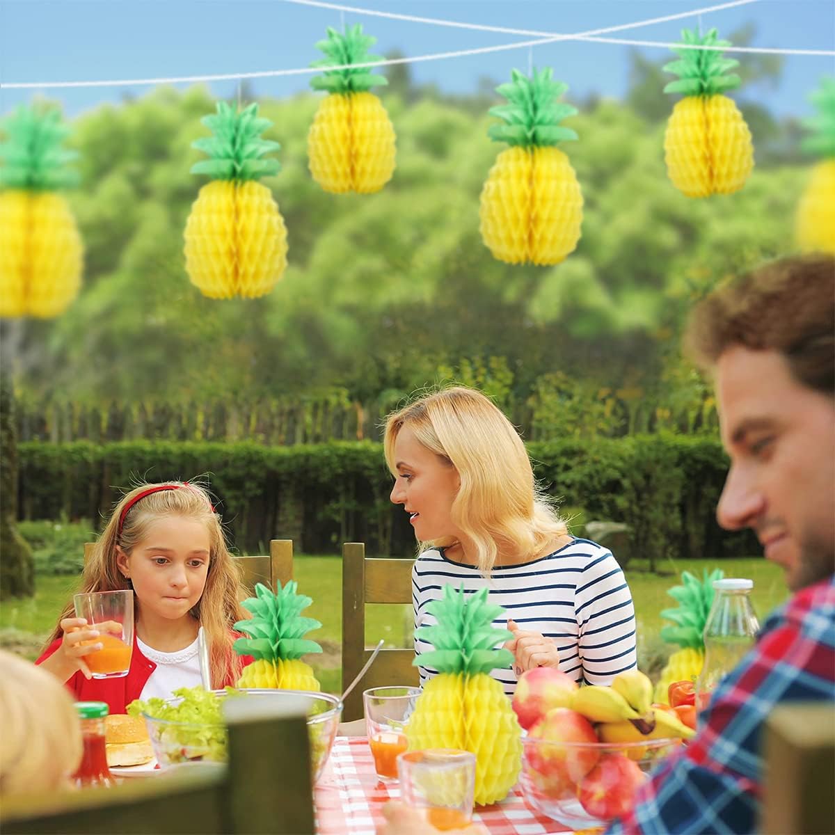 LYART 6 Pcs 14 Inch Pineapple Decorations for Tropical Flamingo Party Summer Hawaiian Luau Party