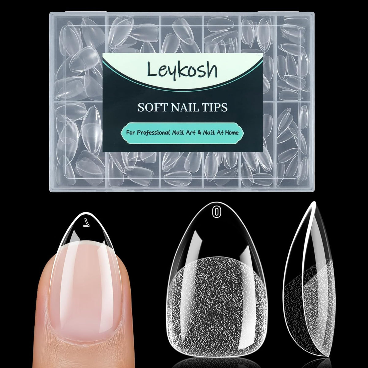 Short Almond Nail Tips, 216pcs Soft Acrylic Fake Nails Gel Nail Tips, Full Cover Pre-Shaped Matte