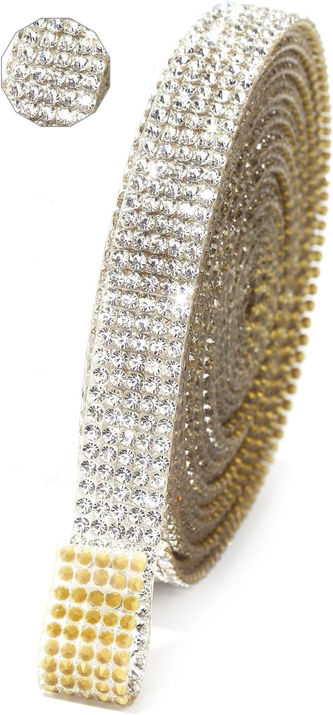 Rhinestone Ribbon 3 Yards Self Adhesive Rhinestone Strips Diamond Ribbon Sticker Crystal Roll