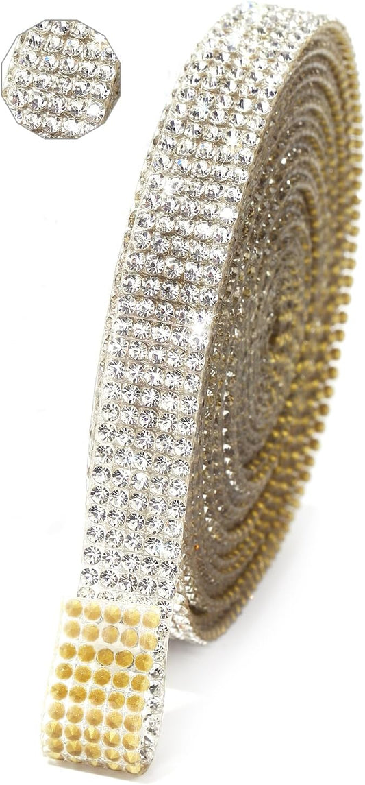 Rhinestone Ribbon 3 Yards Self Adhesive Rhinestone Strips Diamond Ribbon Sticker Crystal Roll