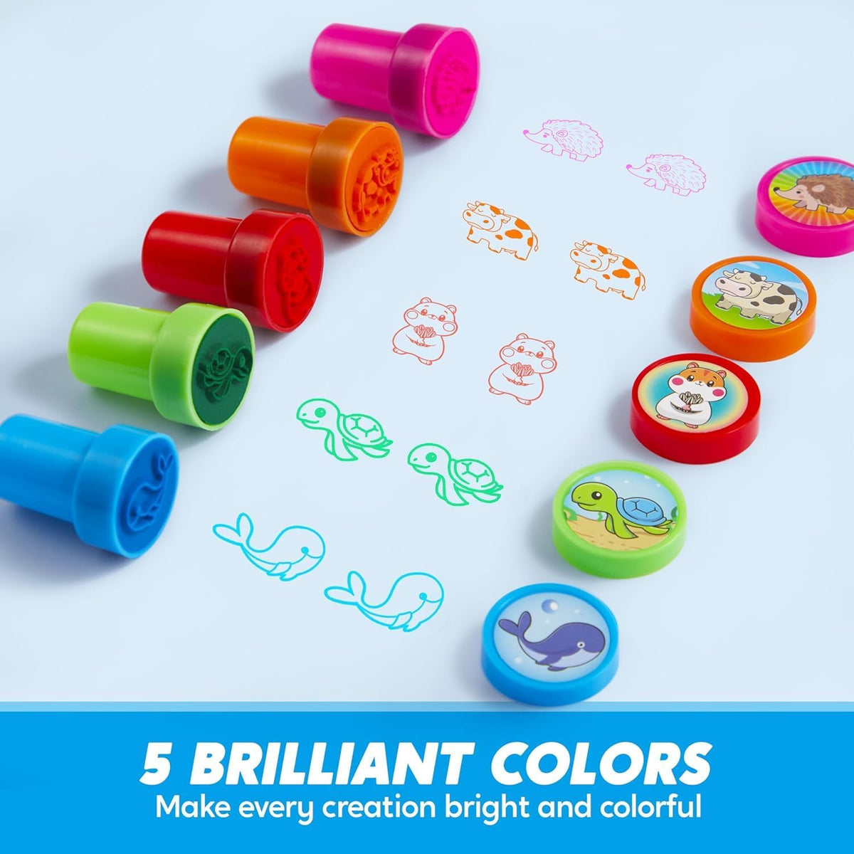 JOYIN 50 Pcs Animal Stamps for Kids, with 50 Different Designs, Farm,Sea Animals,Stamps for