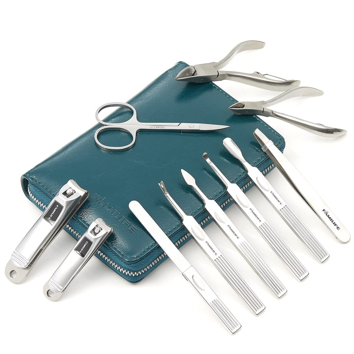 FAMILIFE Nail Kit, Professional Manicure Set Manicure Kit, 11 in 1 Stainless Steel Nail Clippers
