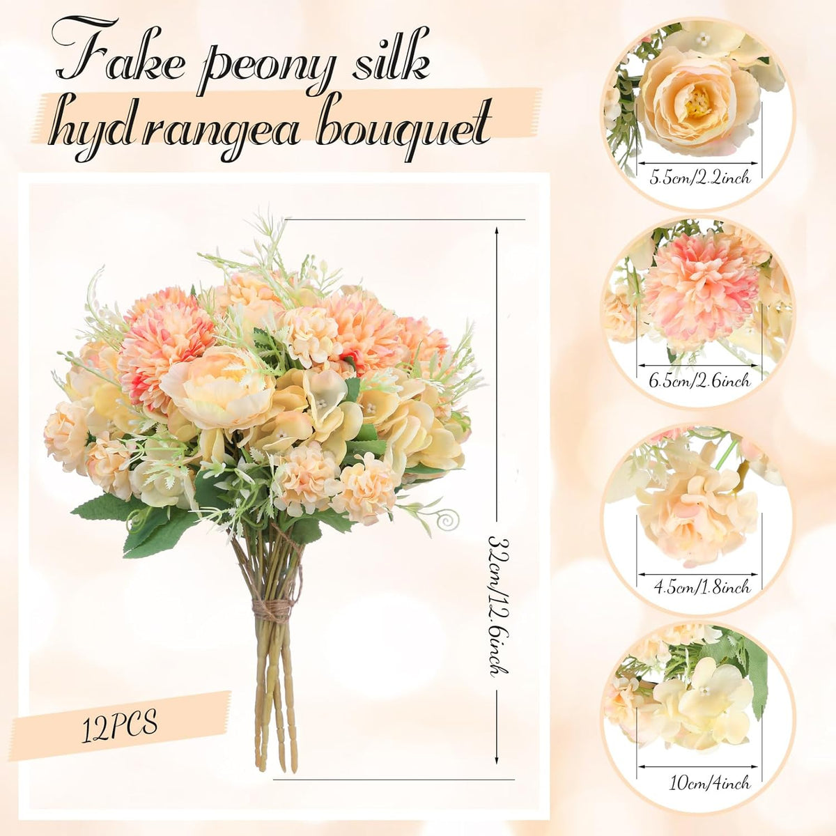 Tigeen Artificial Flowers Artificial Peonies Silk Flowers Faux Peony Fake Peony Silk Hydrangea