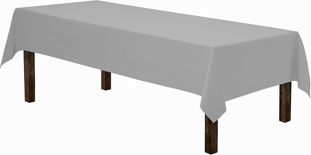 Gee Di Moda Rectangle Tablecloth - 60 x 102 Inch Silver Table Cloth for 6 Foot Rectangle Table