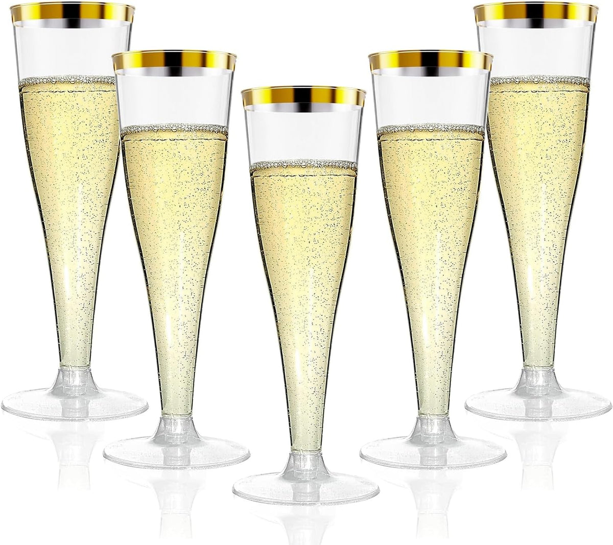 40 Pack Champagne Flutes Plastic Wine Glasses Disposable, 4.5 Oz Gold Rim Mimosa Glasses for 2025