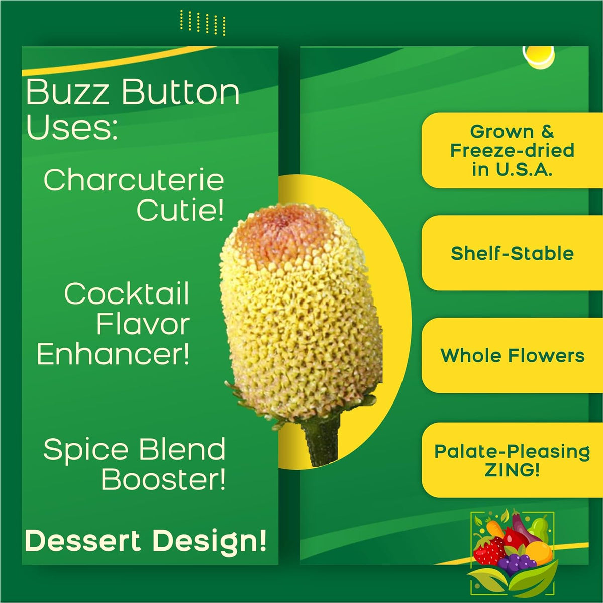 Buzz Buttons Edible Flowers for Cocktails & Desserts - 20 USA Grown Flowers for Drink Garnish
