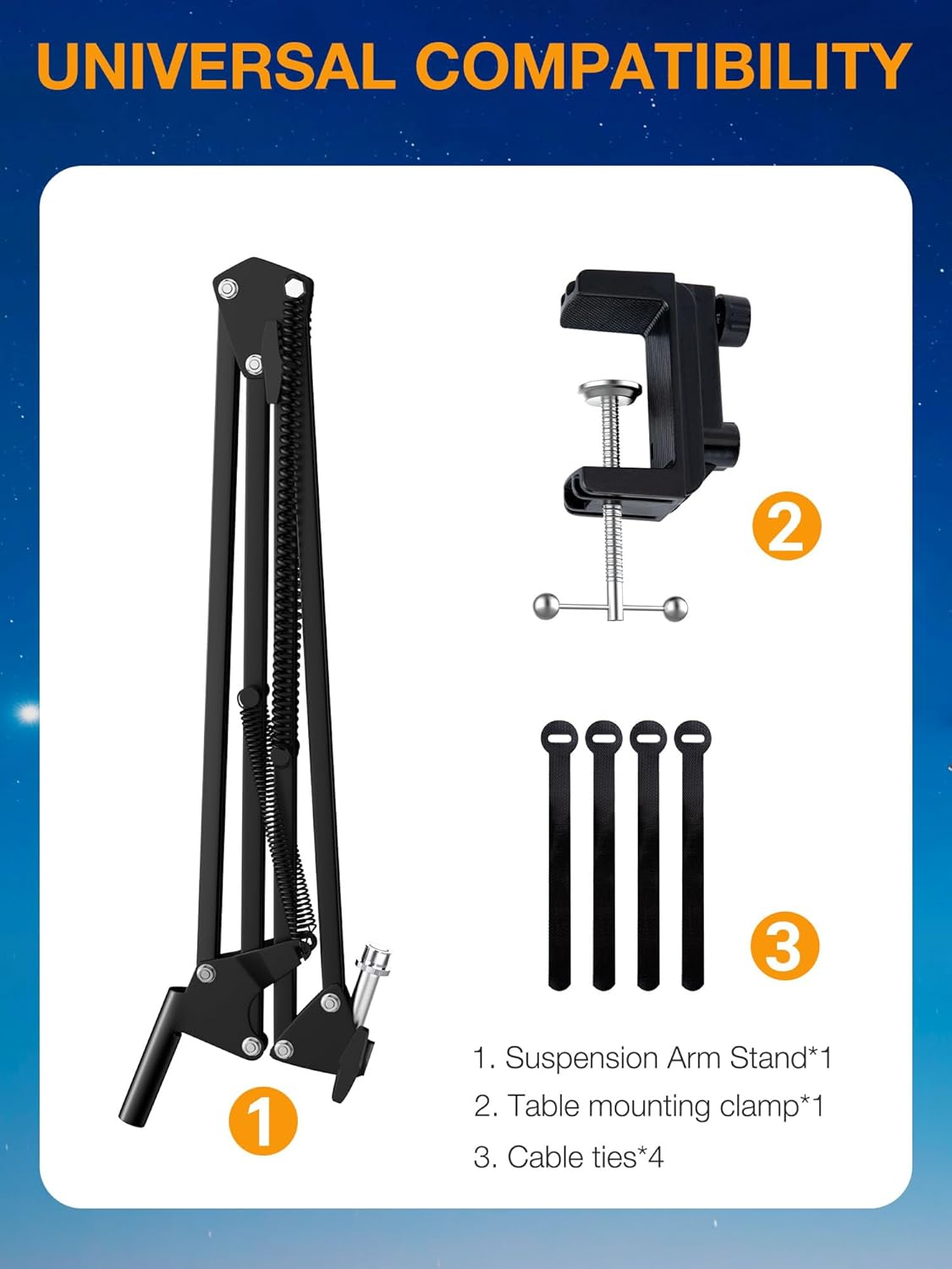 QuadCast Boom Arm, Mic Arm for Blue Yeti HyperX QuadCast SoloCast Fifine AM8 and Most Microphone