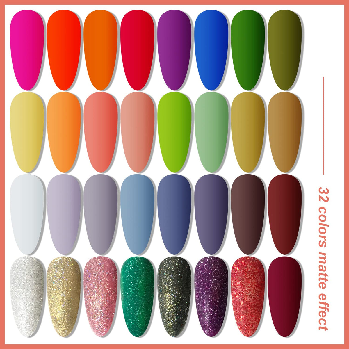 JODSONE Gel Nail Polish Kit with U V Light 32 Colors with Base Coat Matte Glitter Top Coat Gel Nail