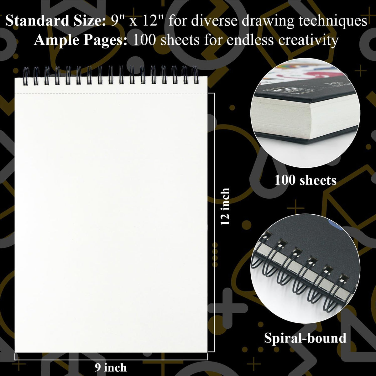 Sketch Book for Kids, 9" x 12" Kid Sketchbook, 100 Sheets (73lb/120gsm) Drawing Paper for Kids