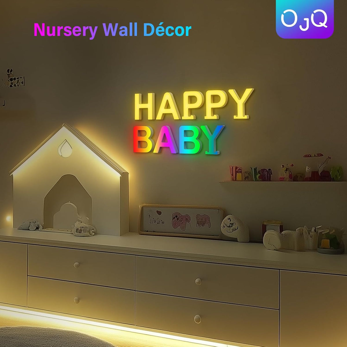 OJQ Light Up Letters LED Letter - Marquee Letters Room Decor Alphabet Letter Music Sync Color