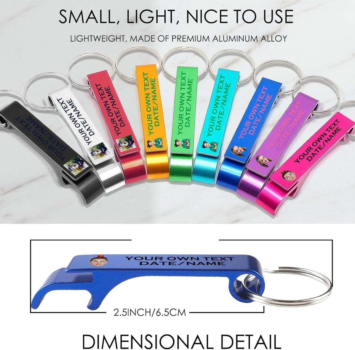UBJVA Custom Bottle Opener Bulk Personalized Aluminum Bottle Opener Keychains with Text Logo Photo