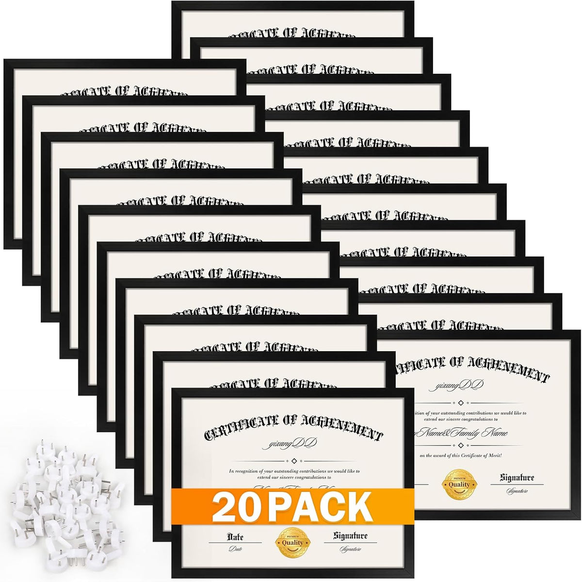 YixangDD 20 PACK Certificate Frames 8.5 x 11, Black Diploma Frame Document Frame with Clear
