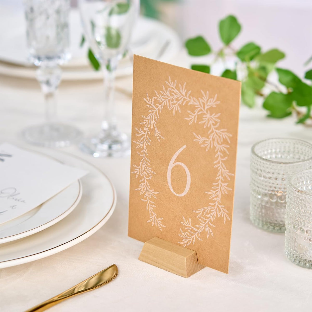 UNIQOOO Elegant Birch Wood Stand |1.2mm Slot, for Wedding Table Number Cardstock, Place Card