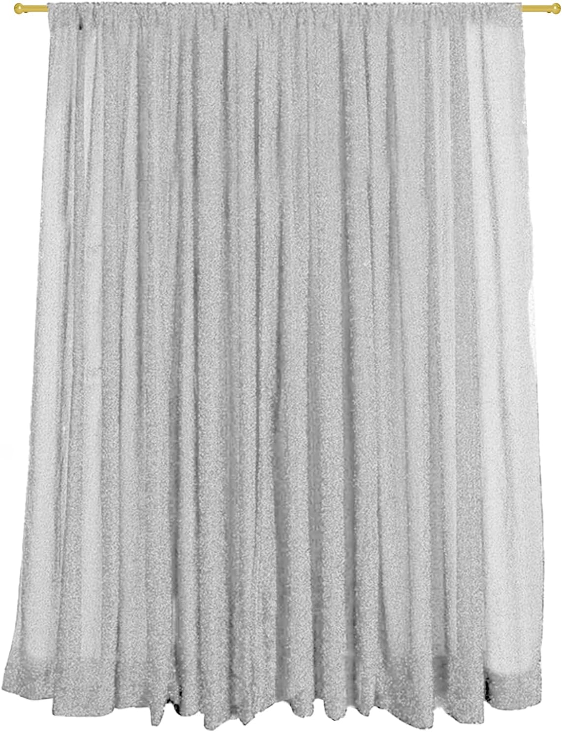 10FT x10FT Silver Metallic Spandex Backdrop, 1 Panel Glitter Sheer Photography Background, Stretchy
