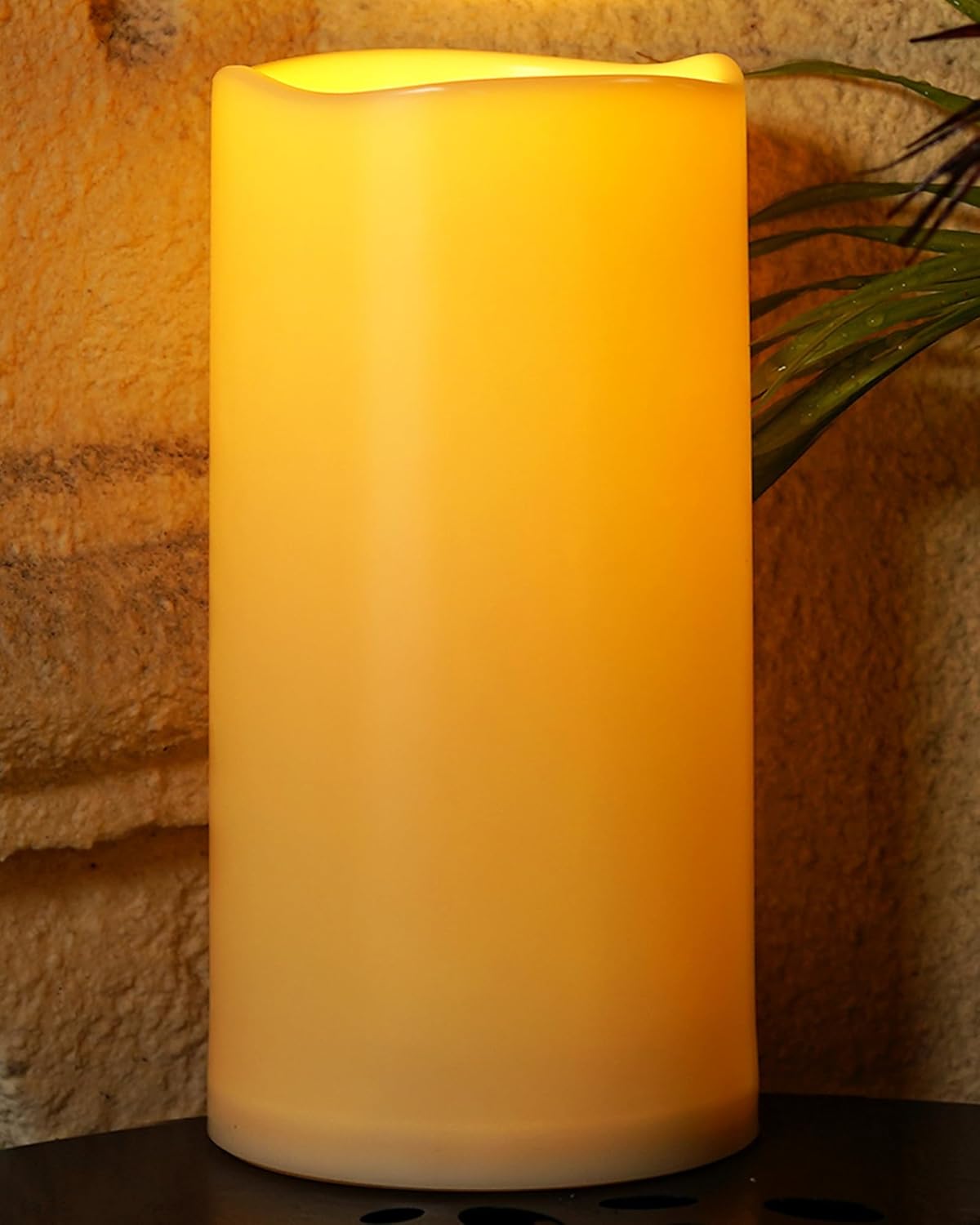 Homemory 6" x 12" Extra Large Outdoor Waterproof Candle with Auto 6-Hour Timer, Ivory Plastic Made