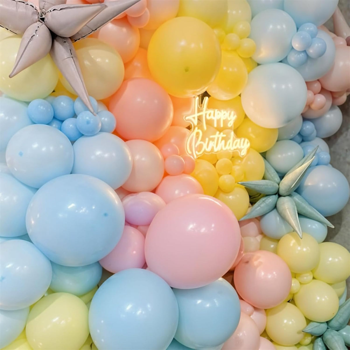 Pastel Balloons, 12 Inch 35PCS Light Pink Blue Yellow White Latex Balloon, Multicolor Balloon for